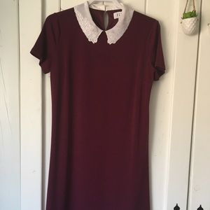 embroidered collar shift dress by ELLE.